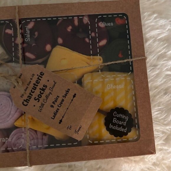 Majesty CHARCUTERIE Sock Set w/Cutting Board-9 PAIR LADIES FUN CREW SOCKS-NIB - Picture 3 of 8